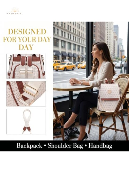 Convertible Anti-Theft Vegan Leather Backpack Purse with Wristlet main image 5